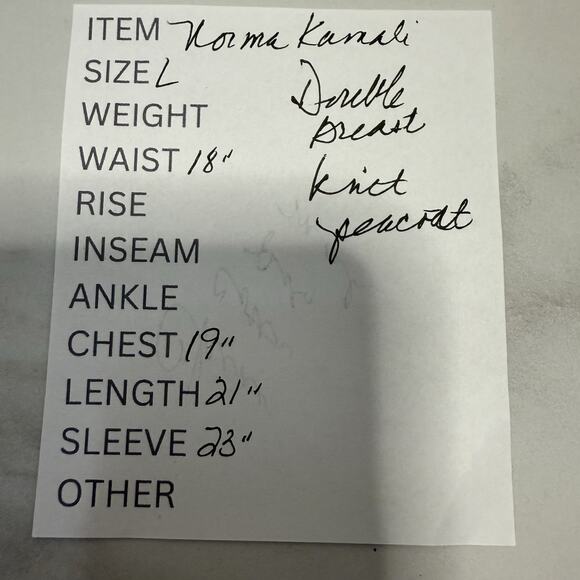 Norma Kamali Double Breast Knit Jacket Women’s Large Black Blazer Peacoat Cuffs - Picture 10 of 10